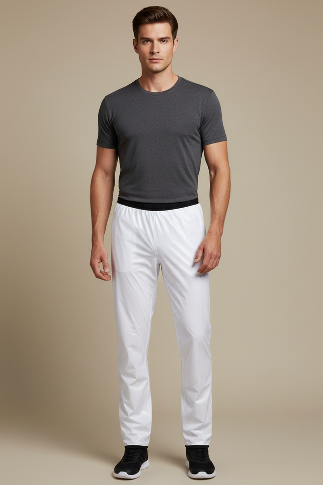 Pantalon De Pluie Blanc Imperméable Sportif Léger Homme - Polyester