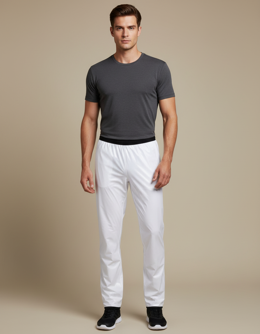 Pantalon De Pluie Blanc Imperméable Sportif Léger Homme - Polyester