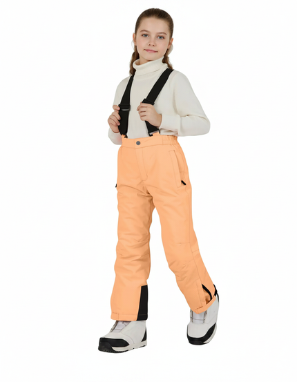 Pantalon De Pluie Orange Ample Hiver Bretelles Ski - Polyester