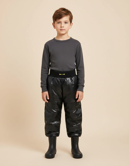 Pantalon De Pluie Noir Brillant Imperméable Enfant Hiver - Polyester