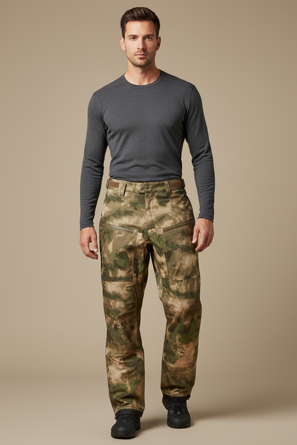 Pantalon De Pluie Camouflage Marron Vert Tactique Imperméable Homme - Multicolore Polyester