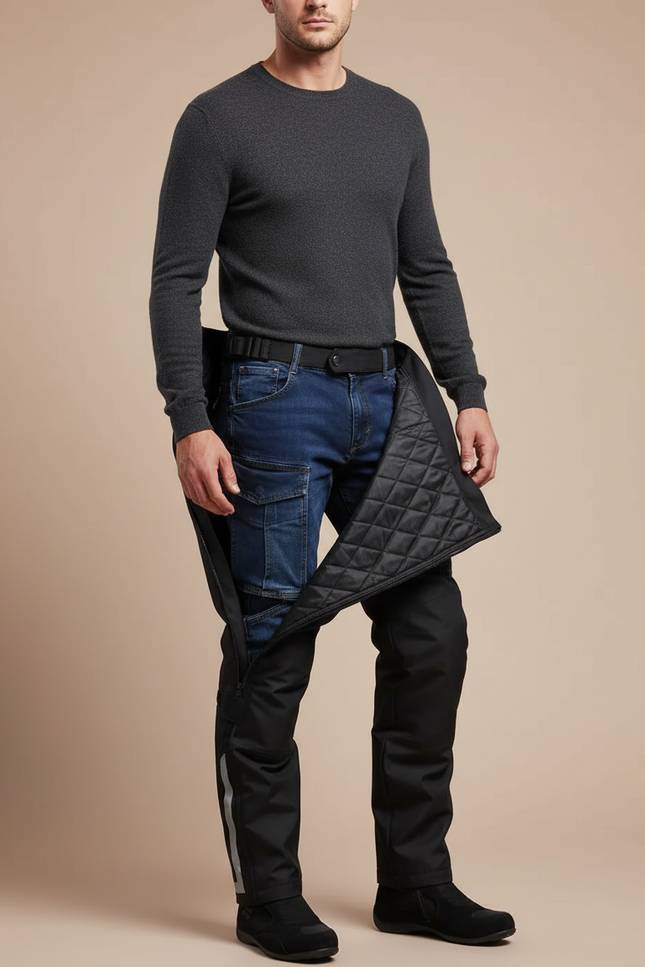 Pantalon Pluie Ouverture Latérale - Noir Polyester