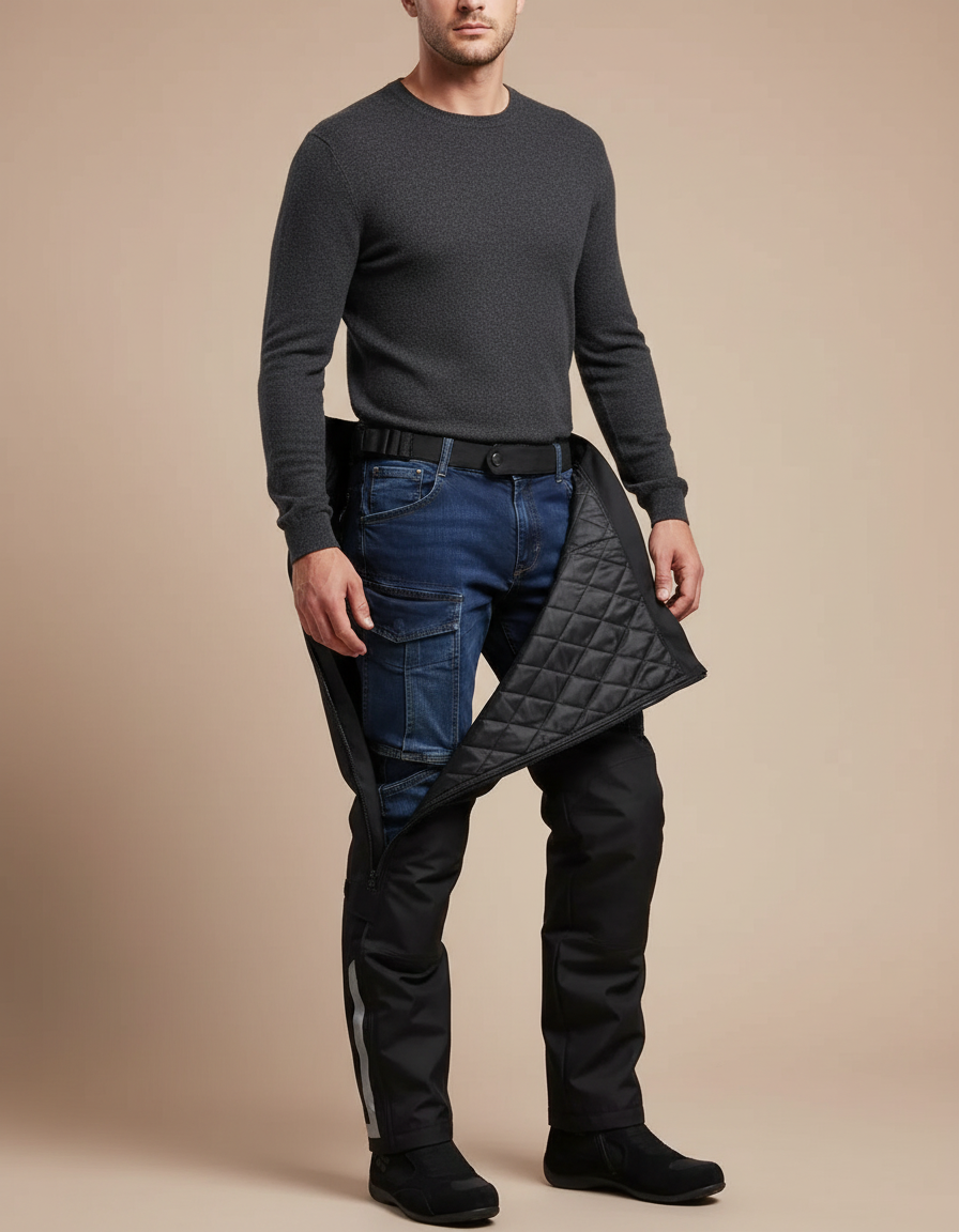Pantalon Pluie Ouverture Latérale - Noir Polyester