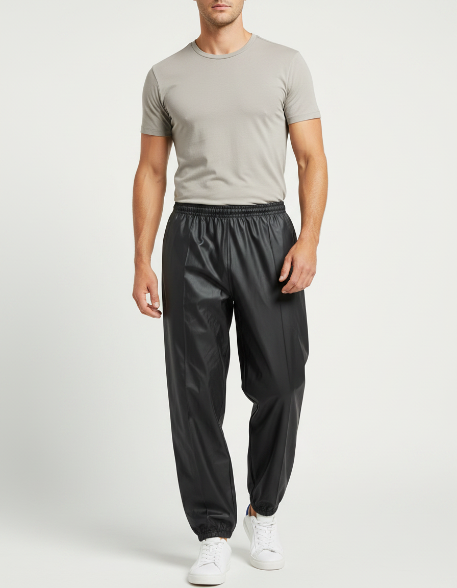 Pantalon De Pluie Noir Ample Imperméable Homme Décontracté - Polyester