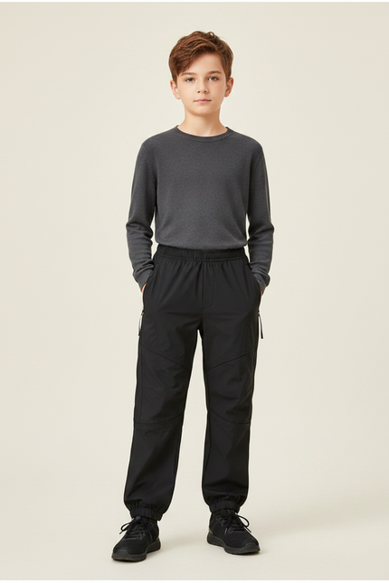 Pantalon De Pluie Noir Ample Enfant Fonctionnel Sport - Polyester