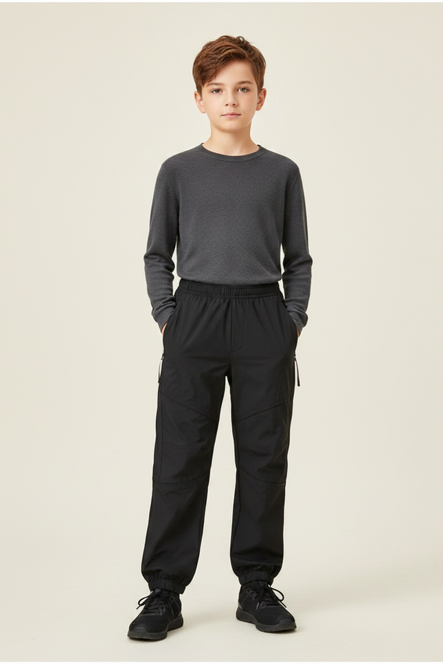 Pantalon De Pluie Noir Ample Enfant Fonctionnel Sport - Polyester