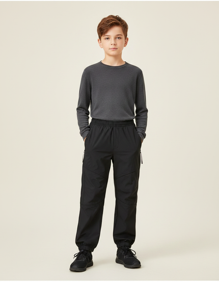 Pantalon De Pluie Noir Ample Enfant Fonctionnel Sport - Polyester