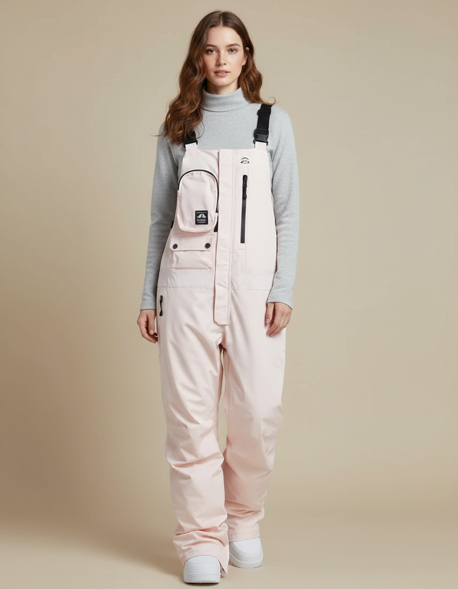 Pantalon De Pluie Rose Imperméable Bretelles Femme Ski - Polyester