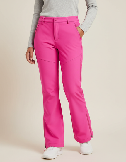 Pantalon De Pluie Fuchsia Doublé Polaire Évasé Femme - Rose Polyester
