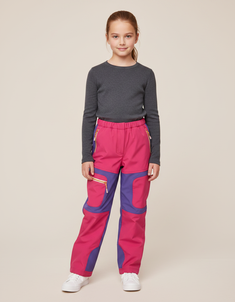 Pantalon De Pluie Rose Violet Imperméable Enfant Ski - Polyester