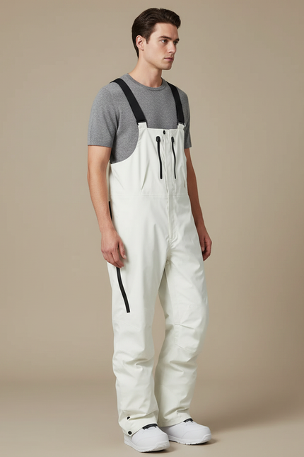 Pantalon De Pluie Blanc Bretelles Imperméable Ski Homme - Polyester