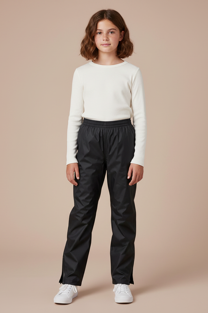 Pantalon Pluie Avec Fermeture Éclair - Noir Polyester