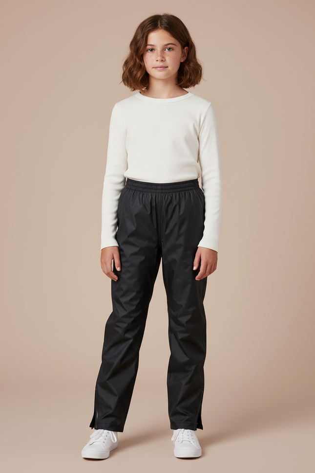 Pantalon Pluie Avec Fermeture Éclair - Noir Polyester