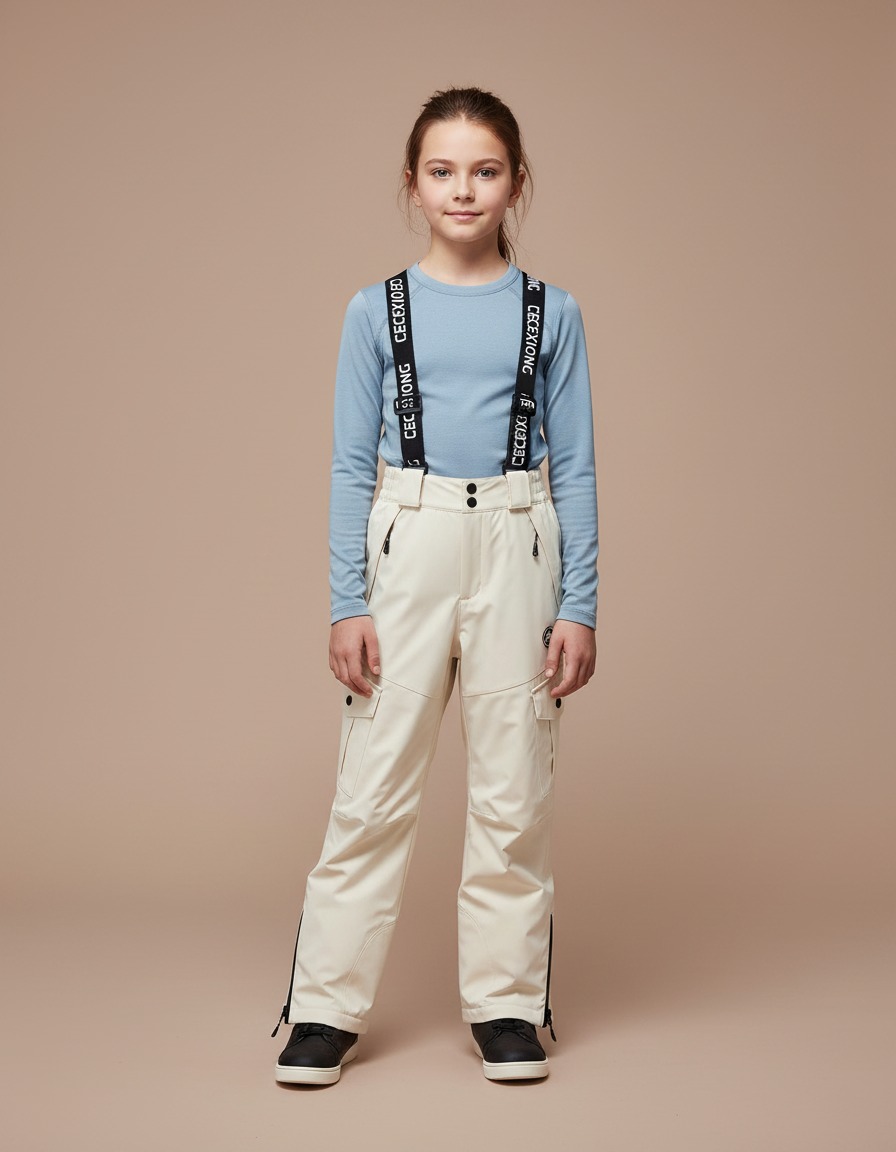 Pantalon De Pluie Beige Cargo Imperméable Enfant - Polyester