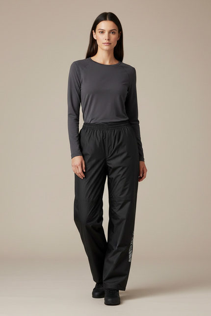 Pantalon De Pluie Noir Imperméable Ample Réfléchissant Femme - Polyester