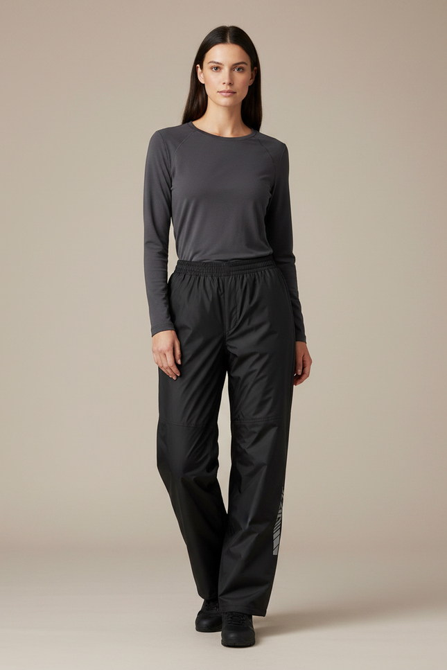 Pantalon De Pluie Noir Imperméable Ample Réfléchissant Femme - Polyester