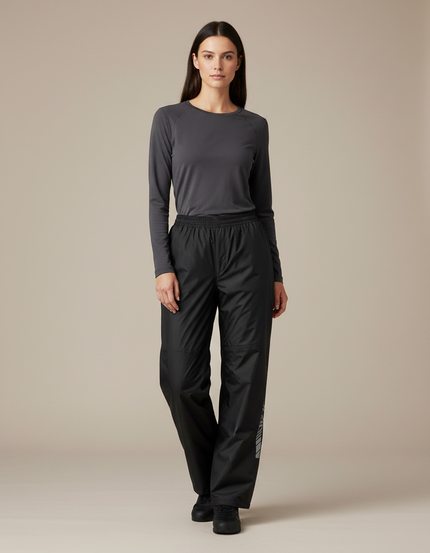 Pantalon De Pluie Noir Imperméable Ample Réfléchissant Femme - Polyester