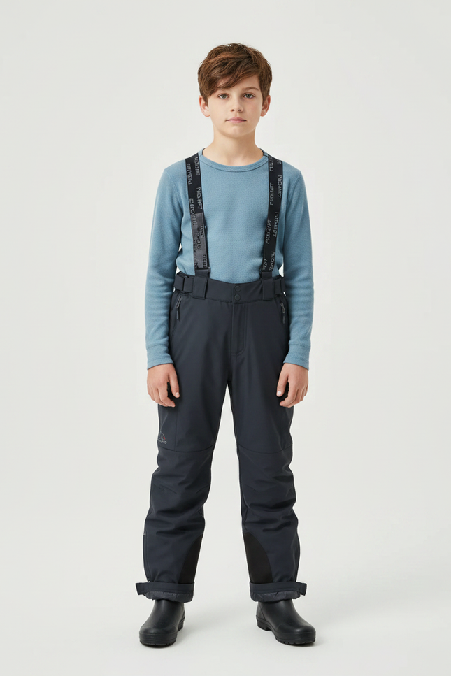 Pantalon De Pluie Gris Imperméable Bretelles Enfant - Polyester