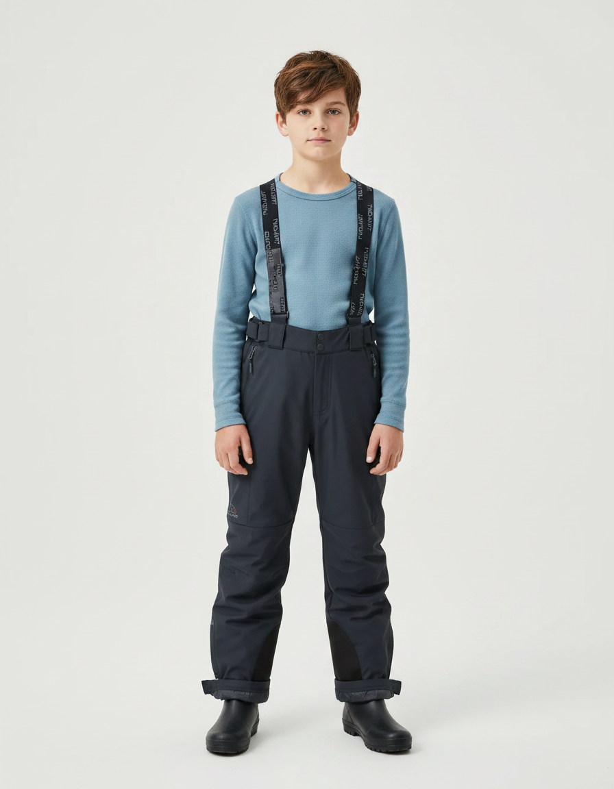 Pantalon De Pluie Gris Imperméable Bretelles Enfant - Polyester