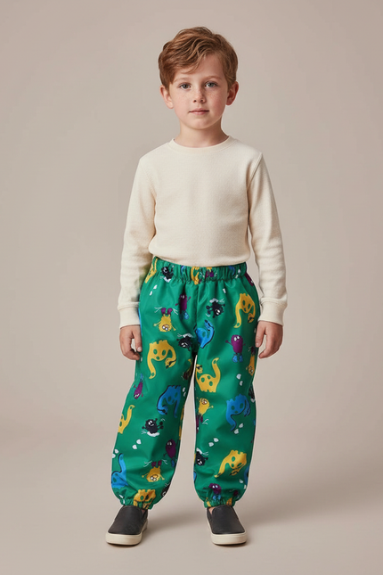 Pantalon De Pluie Vert Imperméable Motif Dinosaures Enfant - Polyester