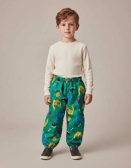 Pantalon De Pluie Vert Imperméable Motif Dinosaures Enfant - Polyester
