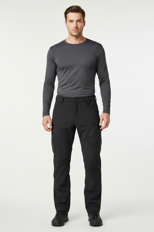 Pantalon De Pluie Noir Cargo Softshell Imperméable Homme - Polyester