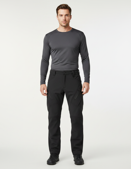 Pantalon De Pluie Noir Cargo Softshell Imperméable Homme - Polyester