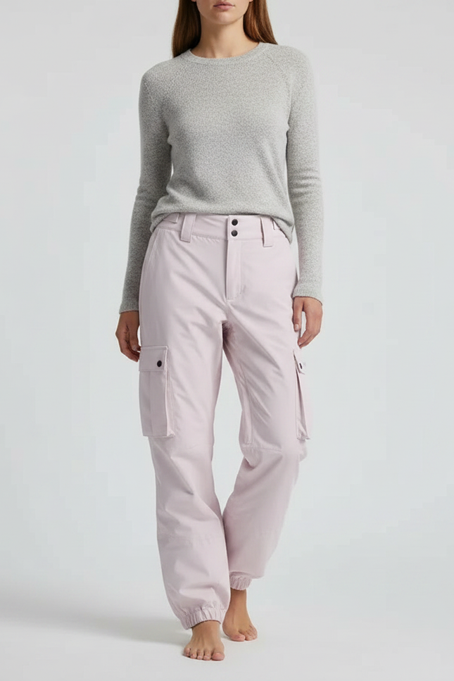 Pantalon De Pluie Rose Cargo Ample Imperméable Femme - Polyester