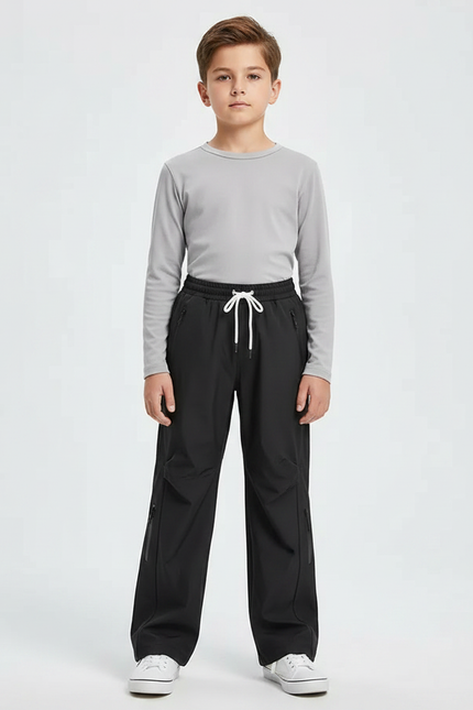 Pantalon De Pluie Noir Enfant Ample Sport Cordon - Polyester