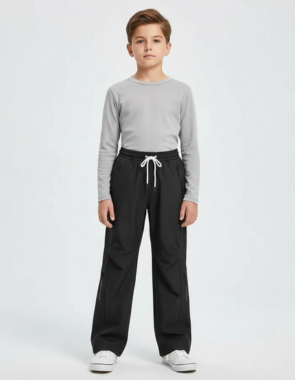 Pantalon De Pluie Noir Enfant Ample Sport Cordon - Polyester