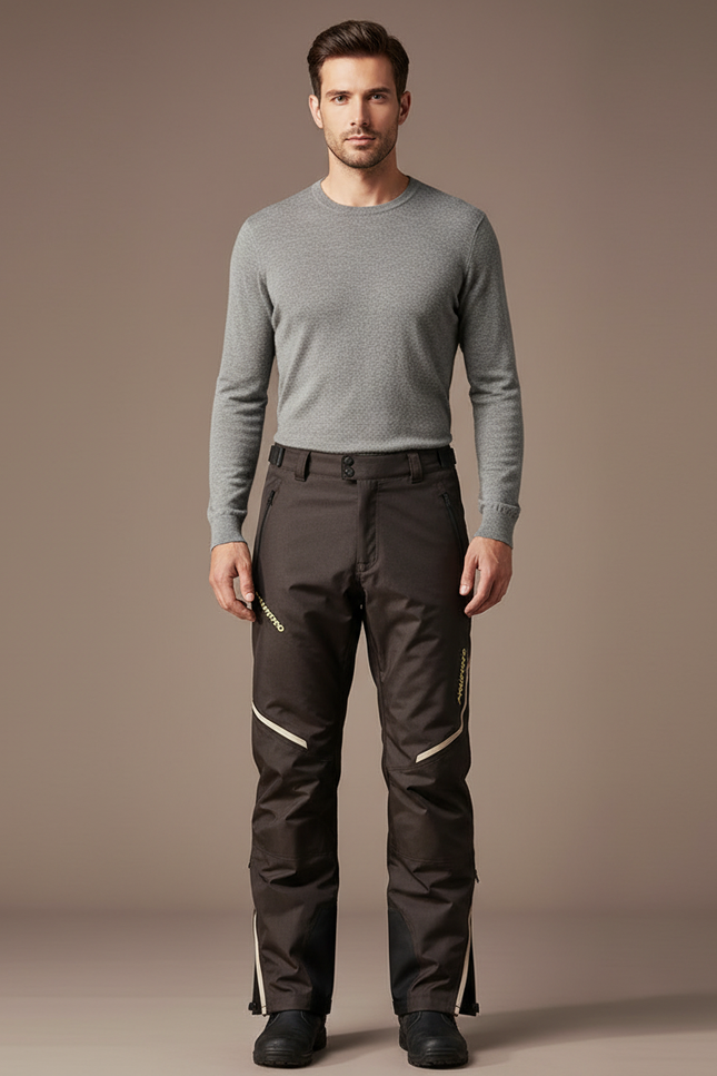 Pantalon De Pluie Marron Coupe Droite Imperméable Réfléchissant Homme - Polyester