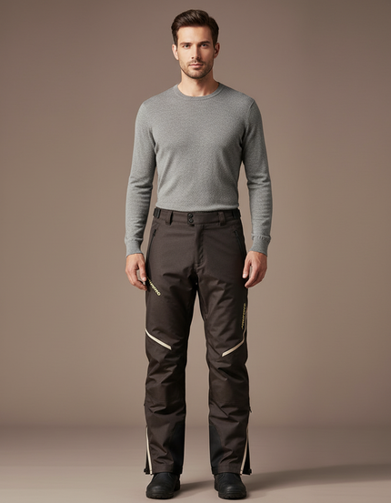 Pantalon De Pluie Marron Coupe Droite Imperméable Réfléchissant Homme - Polyester