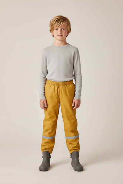 Pantalon De Pluie Jaune Réfléchissant Élastiqué Imperméable Enfant - Polyester
