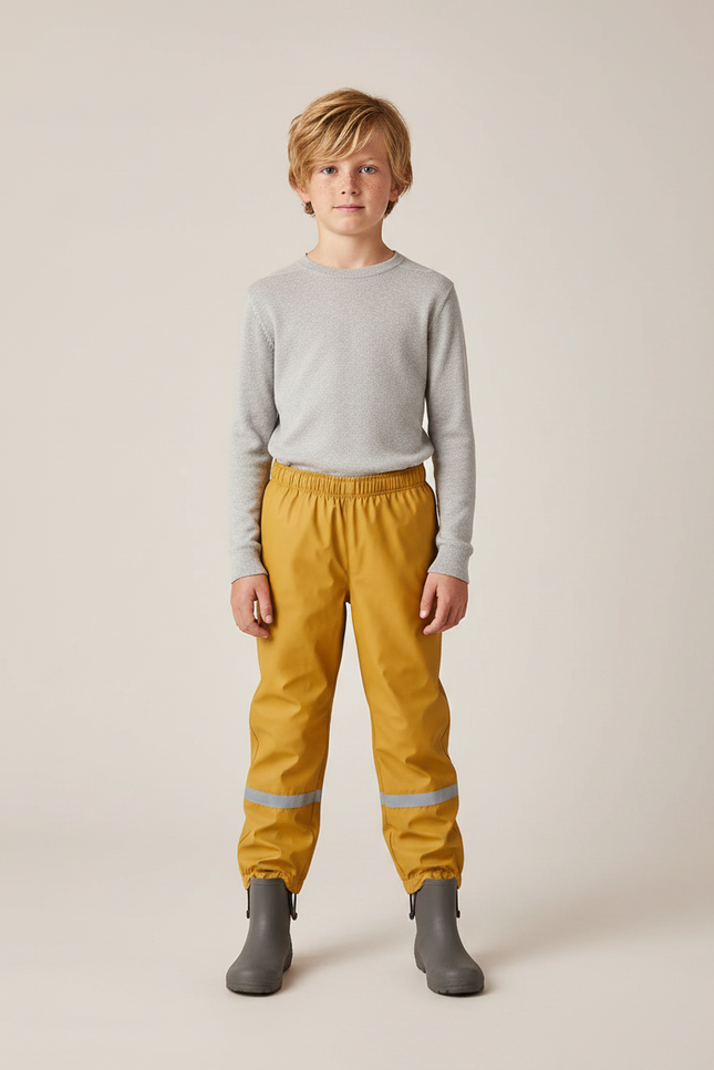 Pantalon De Pluie Jaune Réfléchissant Élastiqué Imperméable Enfant - Polyester