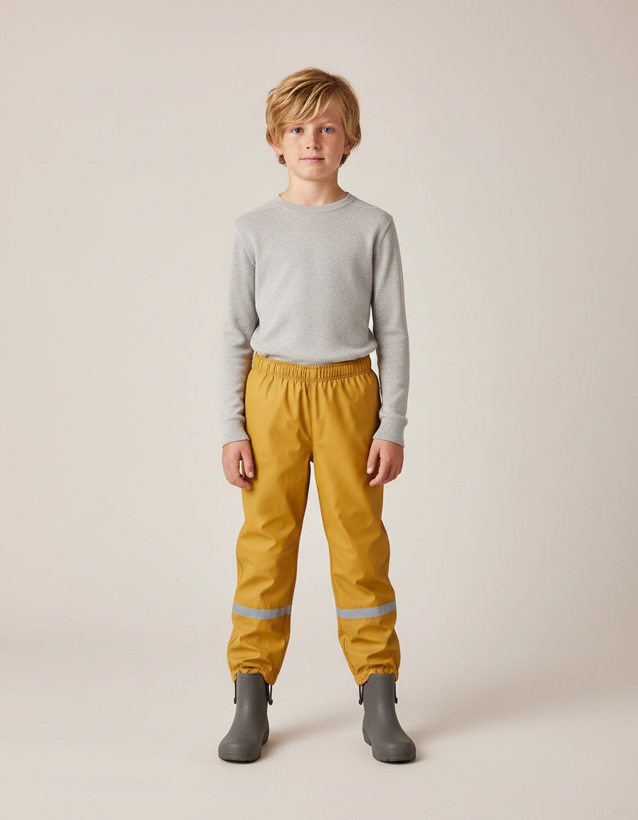 Pantalon De Pluie Jaune Réfléchissant Élastiqué Imperméable Enfant - Polyester