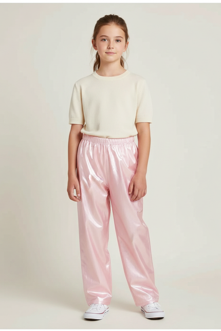 Pantalon De Pluie Rose Brillant Ample Imperméable Fille - Polyester