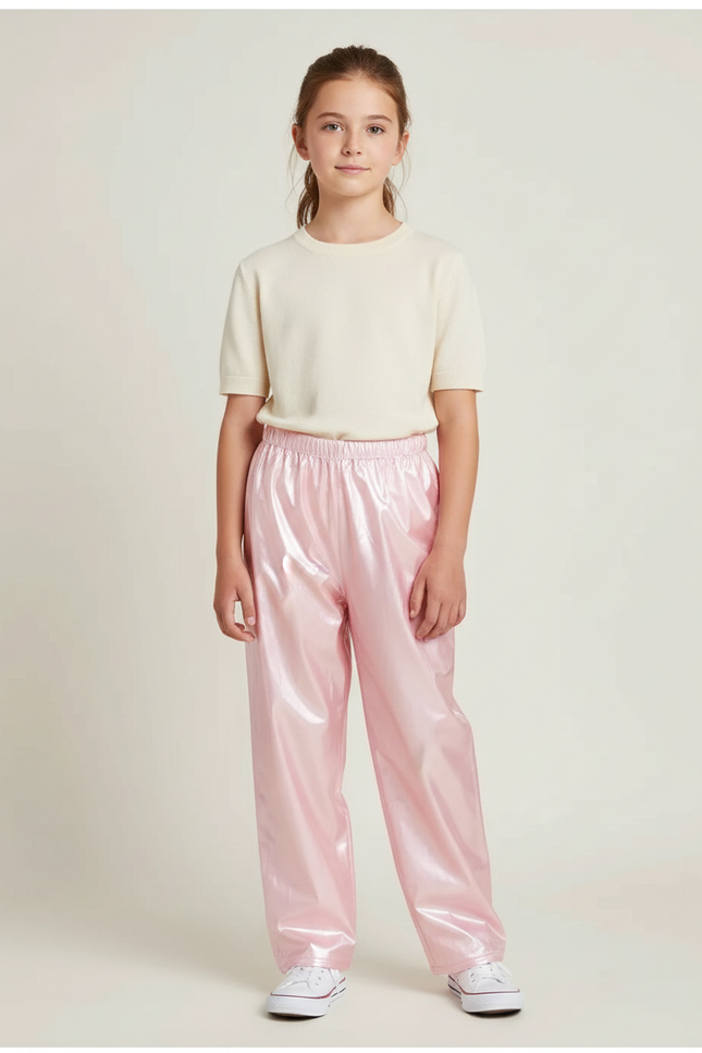 Pantalon De Pluie Rose Brillant Ample Imperméable Fille - Polyester