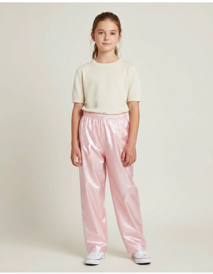 Pantalon De Pluie Rose Brillant Ample Imperméable Fille - Polyester