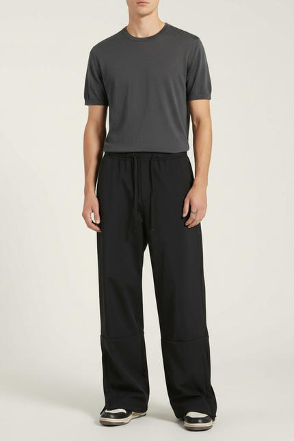 Pantalon De Pluie Noir Ample Décontracté Homme - Polyester