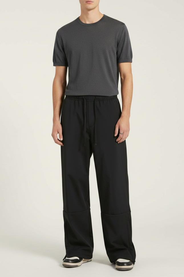 Pantalon De Pluie Noir Ample Décontracté Homme - Polyester