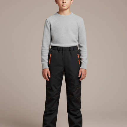 Pantalon De Pluie Noir Imperméable Enfant Cargo Zippé - Polyester