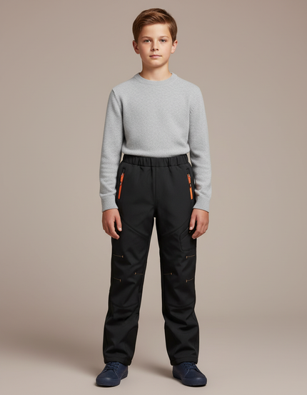 Pantalon De Pluie Noir Imperméable Enfant Cargo Zippé - Polyester