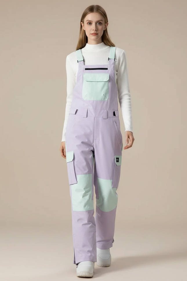 Pantalon De Pluie Lilas Ample Imperméable Bretelles Unisexe - Violet Polyester