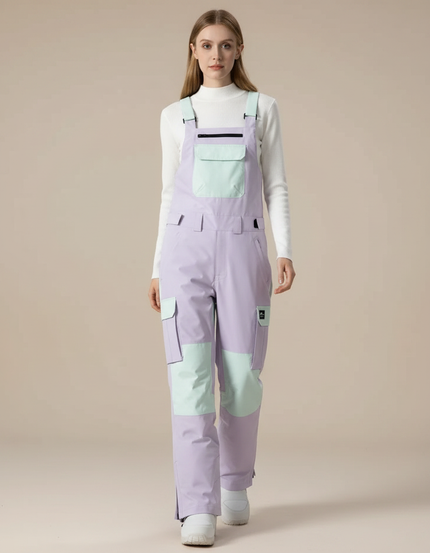 Pantalon De Pluie Lilas Ample Imperméable Bretelles Unisexe - Violet Polyester