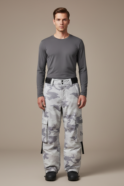Pantalon De Pluie Camouflage Gris Imperméable Cargo Ample Homme - Polyester