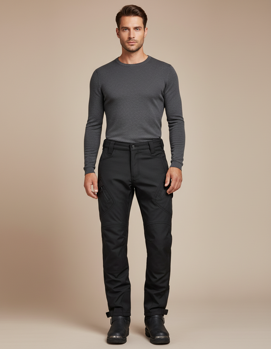 Pantalon De Pluie Noir Cargo Imperméable Homme Renforcé - Polyester