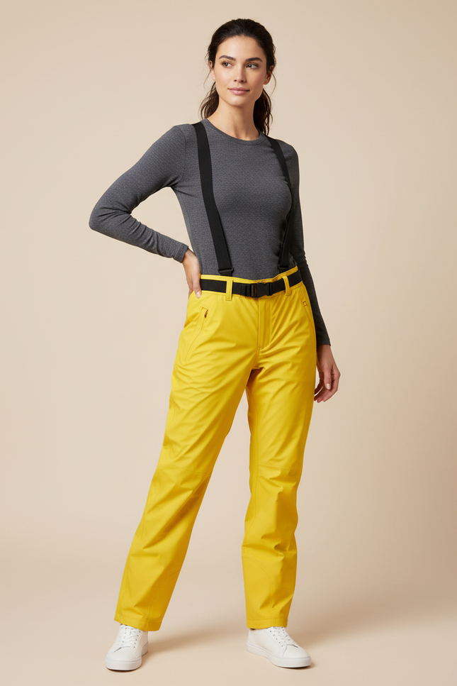 Pantalon De Pluie Jaune Bretelles Amovibles Imperméable Femme - Polyester