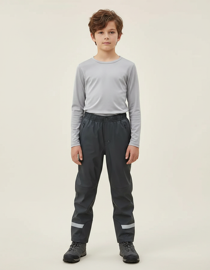 Pantalon De Pluie Gris Imperméable Enfant Réfléchissant Ajustable - Polyester