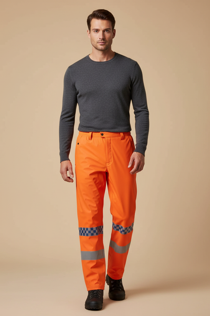 Pantalon De Pluie Orange Réfléchissant Imperméable Sécurité Homme - Polyester