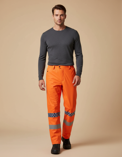 Pantalon De Pluie Orange Réfléchissant Imperméable Sécurité Homme - Polyester